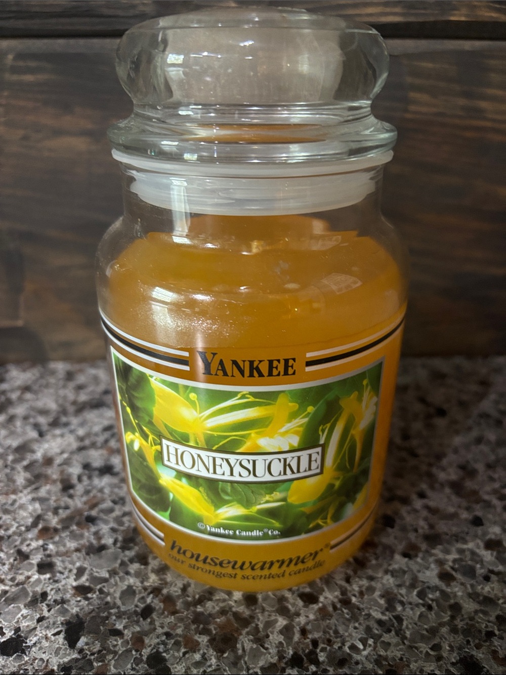 Yankee Candle Honeysuckle Jar Candle - Amber Yellow
